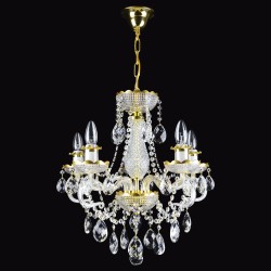 Casa Padrino Luxury Baroque Crystal Chandelier Gold Ø 50 x H. 54 cm - Magnificent Brass Chandelier with Bohemian Crystal Glass - Baroque Furniture - Noble & Magnificent