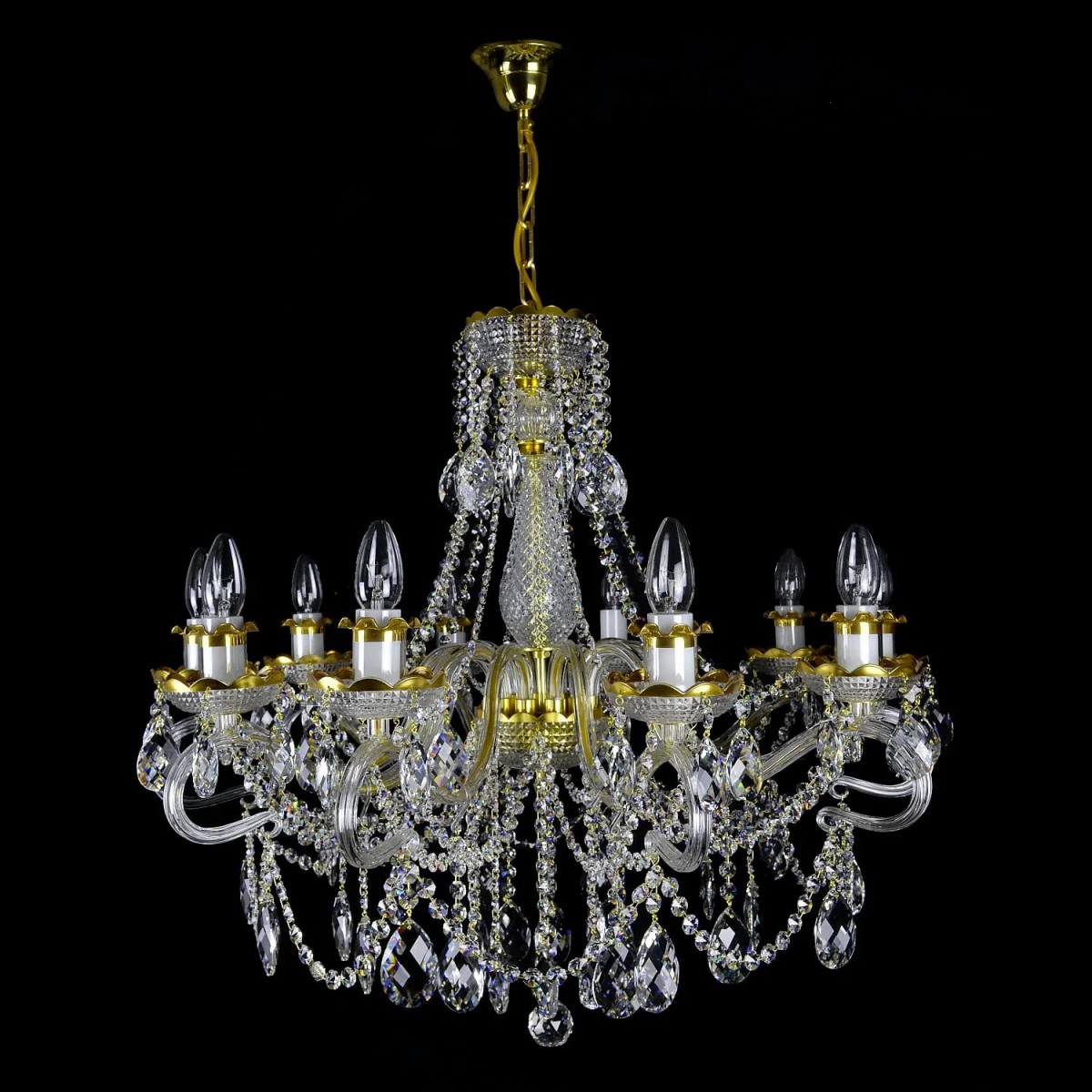 Casa Padrino Lámpara de araña de cristal barroco de lujo Oro Ø 75 x H. 69 cm - Suntuosa Lámpara de araña de latón con cristal de Bohemia - Muebles barrocos - Noble y suntuosa Casa Padrino Lámpara de araña de cristal barroco de lujo Oro Ø 75 x H. 69 cm - Suntuosa Lámpara de araña de latón con cristal de Bohemia - Muebles barrocos - Noble y suntuosa