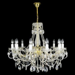 Casa Padrino Lampadario in cristallo barocco di lusso Oro Ø 66 x H. 75 cm - Sontuosa Lampadario in ottone con cristallo di Boemia - Mobili barocchi - Nobile e sontuoso