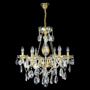 Casa Padrino Lampadario in cristallo barocco di lusso Oro Ø 62 x H. 56 cm - Sontuosa Lampadario in ottone con cristallo di Boemia - Mobili barocchi - Nobile e sontuoso