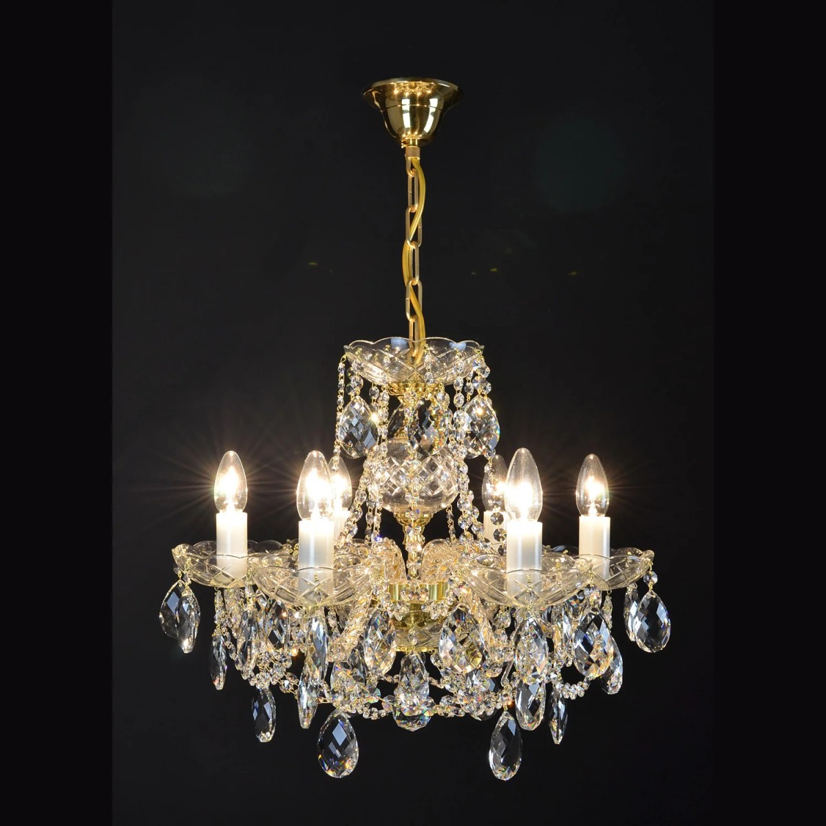 Casa Padrino Lámpara de araña de cristal barroco de lujo Oro Ø 52 x H. 40 cm - Suntuosa Lámpara de araña de latón con cristal de Bohemia - Muebles barrocos - Noble y suntuosa Casa Padrino Lámpara de araña de cristal barroco de lujo Oro Ø 52 x H. 40 cm - Suntuosa Lámpara de araña de latón con cristal de Bohemia - Muebles barrocos - Noble y suntuosa