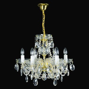 Casa Padrino Lampadario in cristallo barocco di lusso Oro Ø 52 x H. 40 cm - Sontuosa Lampadario in ottone con cristallo di Boemia - Mobili barocchi - Nobile e sontuoso