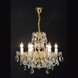 Casa Padrino Lámpara de araña de cristal barroco de lujo Oro Ø 52 x H. 40 cm - Suntuosa Lámpara de araña de latón con cristal de Bohemia - Muebles barrocos - Noble y suntuosa Casa Padrino Lámpara de araña de cristal barroco de lujo Oro Ø 52 x H. 40 cm - Suntuosa Lámpara de araña de latón con cristal de Bohemia - Muebles barrocos - Noble y suntuosa