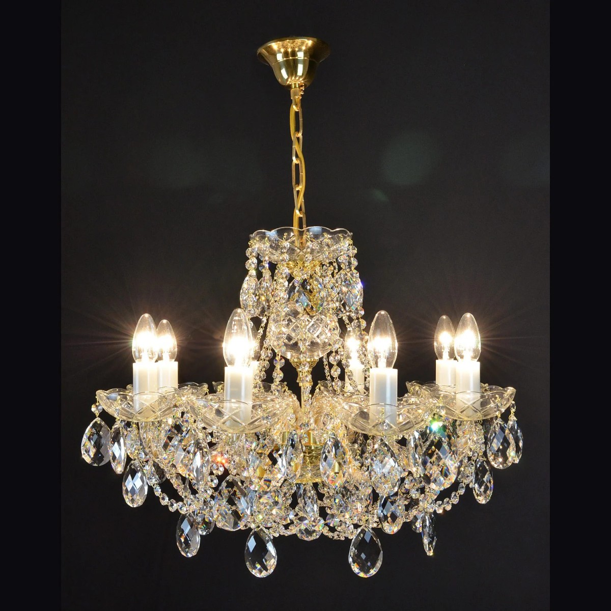 Casa Padrino Lámpara de araña de cristal barroco de lujo Oro Ø 60 x H. 44 cm - Suntuosa Lámpara de araña de latón con cristal de Bohemia - Muebles barrocos - Noble y suntuosa Casa Padrino Lámpara de araña de cristal barroco de lujo Oro Ø 60 x H. 44 cm - Suntuosa Lámpara de araña de latón con cristal de Bohemia - Muebles barrocos - Noble y suntuosa