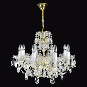 Casa Padrino Lampadario in cristallo barocco di lusso Oro Ø 60 x H. 44 cm - Sontuosa Lampadario in ottone con cristallo di Boemia - Mobili barocchi - Nobile e sontuoso