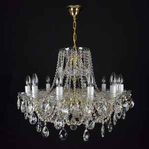 Casa Padrino Lampadario in cristallo barocco di lusso Oro Ø 72 x H. 48 cm - Sontuosa Lampadario in ottone con cristallo di Boemia - Mobili barocchi - Nobile e sontuoso