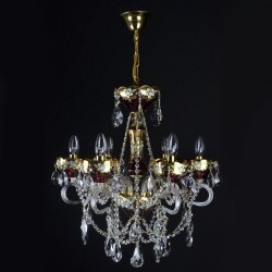 Casa Padrino Lámpara de araña de cristal barroco de lujo Oro Ø 53 x H. 58 cm - Suntuosa Lámpara de araña de latón con cristal de Bohemia - Muebles barrocos - Noble y suntuosa Casa Padrino Lámpara de araña de cristal barroco de lujo Oro Ø 53 x H. 58 cm - Suntuosa Lámpara de araña de latón con cristal de Bohemia - Muebles barrocos - Noble y suntuosa