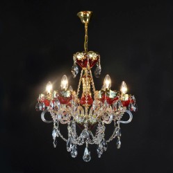 Casa Padrino Lámpara de araña de cristal barroco de lujo Oro Ø 53 x H. 58 cm - Suntuosa Lámpara de araña de latón con cristal de Bohemia - Muebles barrocos - Noble y suntuosa Casa Padrino Lámpara de araña de cristal barroco de lujo Oro Ø 53 x H. 58 cm - Suntuosa Lámpara de araña de latón con cristal de Bohemia - Muebles barrocos - Noble y suntuosa