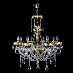 Casa Padrino Lampadario in cristallo barocco di lusso Oro Ø 66 x H. 70 cm - Sontuosa Lampadario in ottone con cristallo di Boemia - Mobili barocchi - Nobile e sontuoso