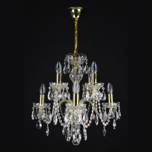 Casa Padrino Lampadario in cristallo barocco di lusso Oro Ø 48 x H. 50 cm - Sontuosa Lampadario in ottone con cristallo di Boemia - Mobili barocchi - Nobile e sontuoso