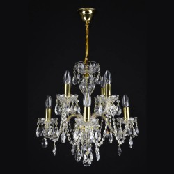 Casa Padrino Lampadario in cristallo barocco di lusso Oro Ø 48 x H. 50 cm - Sontuosa Lampadario in ottone con cristallo di Boemia - Mobili barocchi - Nobile e sontuoso