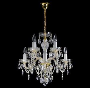 Casa Padrino Lampadario in cristallo barocco di lusso Oro Ø 48 x H. 50 cm - Sontuosa Lampadario in ottone con cristallo di Boemia - Mobili barocchi - Nobile e sontuoso