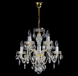 Casa Padrino Lámpara de araña de cristal barroco de lujo Oro Ø 48 x H. 50 cm - Suntuosa Lámpara de araña de latón con cristal de Bohemia - Muebles barrocos - Noble y suntuosa Casa Padrino Lámpara de araña de cristal barroco de lujo Oro Ø 48 x H. 50 cm - Suntuosa Lámpara de araña de latón con cristal de Bohemia - Muebles barrocos - Noble y suntuosa