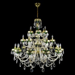 Casa Padrino Lámpara de araña de cristal barroco de lujo Oro Ø 100 x H. 97 cm - Suntuosa Lámpara de araña de latón con cristal de Bohemia - Muebles barrocos - Noble y suntuosa Casa Padrino Lámpara de araña de cristal barroco de lujo Oro Ø 100 x H. 97 cm - Suntuosa Lámpara de araña de latón con cristal de Bohemia - Muebles barrocos - Noble y suntuosa