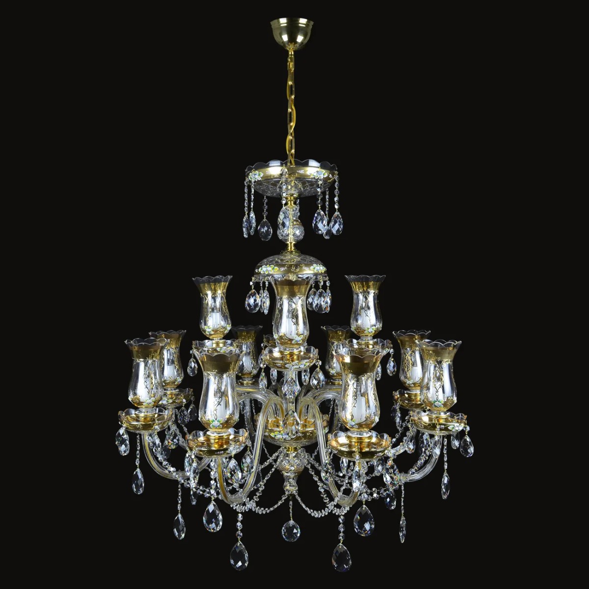Casa Padrino Lámpara de araña de cristal barroco de lujo Oro Ø 92 x H. 100 cm - Suntuosa Lámpara de araña de latón con cristal de Bohemia - Muebles barrocos - Noble y suntuosa Casa Padrino Lámpara de araña de cristal barroco de lujo Oro Ø 92 x H. 100 cm - Suntuosa Lámpara de araña de latón con cristal de Bohemia - Muebles barrocos - Noble y suntuosa
