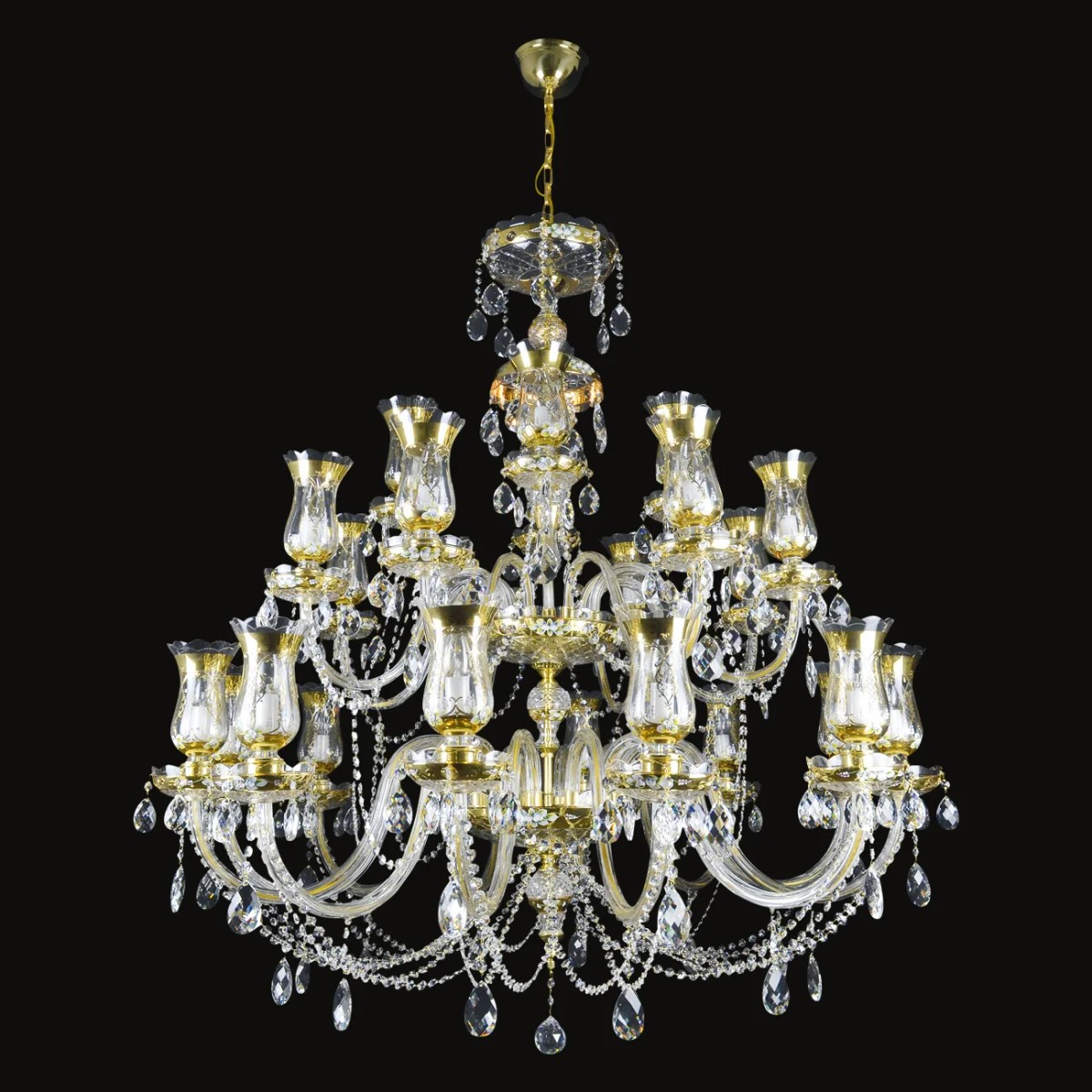 Casa Padrino Lámpara de araña de cristal barroco de lujo Oro Ø 118 x H. 132 cm - Suntuosa Lámpara de araña de latón con cristal de Bohemia - Muebles barrocos - Noble y suntuosa Casa Padrino Lámpara de araña de cristal barroco de lujo Oro Ø 118 x H. 132 cm - Suntuosa Lámpara de araña de latón con cristal de Bohemia - Muebles barrocos - Noble y suntuosa