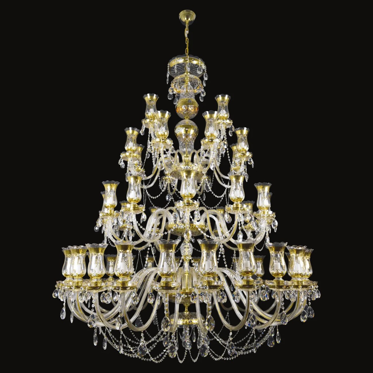 Casa Padrino Lámpara de araña de cristal barroco de lujo Oro Ø 165 x H. 205 cm - Suntuosa Lámpara de araña de latón con cristal de Bohemia - Muebles barrocos - Noble y suntuosa Casa Padrino Lámpara de araña de cristal barroco de lujo Oro Ø 165 x H. 205 cm - Suntuosa Lámpara de araña de latón con cristal de Bohemia - Muebles barrocos - Noble y suntuosa