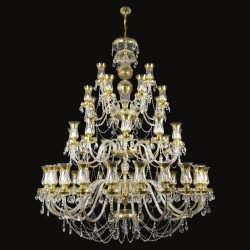 Casa Padrino Lámpara de araña de cristal barroco de lujo Oro Ø 165 x H. 205 cm - Suntuosa Lámpara de araña de latón con cristal de Bohemia - Muebles barrocos - Noble y suntuosa Casa Padrino Lámpara de araña de cristal barroco de lujo Oro Ø 165 x H. 205 cm - Suntuosa Lámpara de araña de latón con cristal de Bohemia - Muebles barrocos - Noble y suntuosa