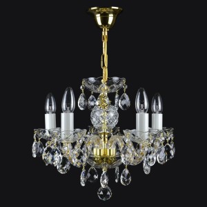 Casa Padrino Lampadario in cristallo barocco di lusso Oro Ø 44 x H. 35 cm - Sontuosa Lampadario in ottone con cristallo di Boemia - Mobili barocchi - Nobile e sontuoso