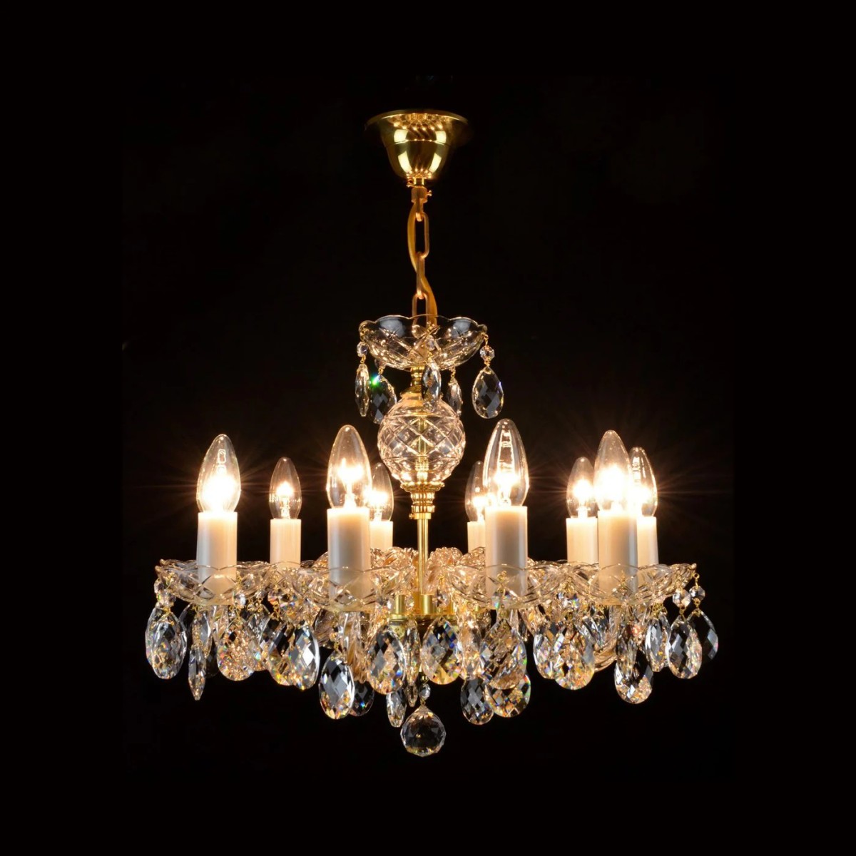 Casa Padrino Lámpara de araña de cristal barroco de lujo Oro Ø 52 x H. 35 cm - Suntuosa Lámpara de araña de latón con cristal de Bohemia - Muebles barrocos - Noble y suntuosa Casa Padrino Lámpara de araña de cristal barroco de lujo Oro Ø 52 x H. 35 cm - Suntuosa Lámpara de araña de latón con cristal de Bohemia - Muebles barrocos - Noble y suntuosa