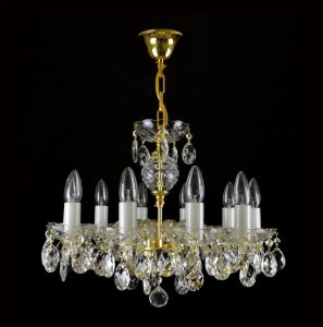 Casa Padrino Lampadario in cristallo barocco di lusso Oro Ø 52 x H. 35 cm - Sontuosa Lampadario in ottone con cristallo di Boemia - Mobili barocchi - Nobile e sontuoso
