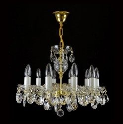Casa Padrino Lámpara de araña de cristal barroco de lujo Oro Ø 52 x H. 35 cm - Suntuosa Lámpara de araña de latón con cristal de Bohemia - Muebles barrocos - Noble y suntuosa Casa Padrino Lámpara de araña de cristal barroco de lujo Oro Ø 52 x H. 35 cm - Suntuosa Lámpara de araña de latón con cristal de Bohemia - Muebles barrocos - Noble y suntuosa