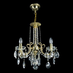 Casa Padrino Lampadario in cristallo barocco di lusso Oro Ø 36 x H. 47 cm - Sontuosa Lampadario in ottone con cristallo di Boemia - Mobili barocchi - Nobile e sontuoso