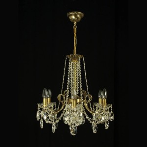 Casa Padrino Lampadario in cristallo barocco di lusso Oro Ø 58 x H. 40 cm - Sontuosa Lampadario in ottone con cristallo di Boemia - Mobili barocchi - Nobile e sontuoso