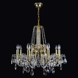 Casa Padrino Lámpara de araña de cristal barroco de lujo Oro Ø 58 x H. 50 cm - Suntuosa Lámpara de araña de latón con cristal de Bohemia - Muebles barrocos - Noble y suntuosa Casa Padrino Lámpara de araña de cristal barroco de lujo Oro Ø 58 x H. 50 cm - Suntuosa Lámpara de araña de latón con cristal de Bohemia - Muebles barrocos - Noble y suntuosa