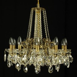 Casa Padrino Lámpara de araña de cristal barroco de lujo Oro Ø 60 x H. 55 cm - Suntuosa Lámpara de araña de latón con cristal de Bohemia - Muebles barrocos - Noble y suntuosa