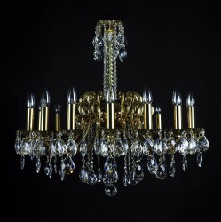 Casa Padrino Lámpara de araña de cristal barroco de lujo Oro Ø 85 x H. 72 cm - Suntuosa Lámpara de araña de latón con cristal de Bohemia - Muebles barrocos - Noble y suntuosa