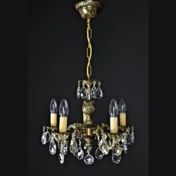 Casa Padrino Lámpara de araña de cristal barroco de lujo Oro Ø 42 x H. 36 cm - Suntuosa Lámpara de araña de latón con cristal de Bohemia - Muebles barrocos - Noble y suntuosa Casa Padrino Lámpara de araña de cristal barroco de lujo Oro Ø 42 x H. 36 cm - Suntuosa Lámpara de araña de latón con cristal de Bohemia - Muebles barrocos - Noble y suntuosa