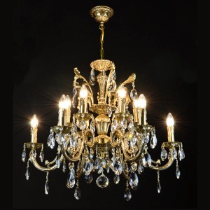Casa Padrino Luxus Barock Kristall Kronleuchter Gold Ø 74 x H. 61 cm - Prunkvolle Messing Kronleuchter mit böhmischem Kristallglas - Barock Möbel - Edel & Prunkvoll
