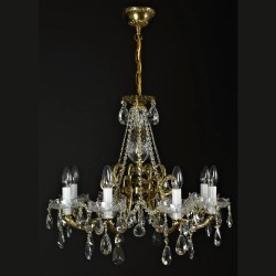 Casa Padrino Lámpara de araña de cristal barroco de lujo Oro Ø 65 x H. 48 cm - Suntuosa Lámpara de araña de latón con cristal de Bohemia - Muebles barrocos - Noble y suntuosa