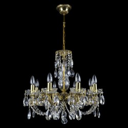 Casa Padrino Lámpara de araña de cristal barroco de lujo Oro Ø 57 x H. 52 cm - Suntuosa Lámpara de araña de latón con cristal de Bohemia - Muebles barrocos - Noble y suntuosa Casa Padrino Lámpara de araña de cristal barroco de lujo Oro Ø 57 x H. 52 cm - Suntuosa Lámpara de araña de latón con cristal de Bohemia - Muebles barrocos - Noble y suntuosa