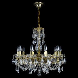 Casa Padrino Lámpara de araña de cristal barroco de lujo Oro Ø 61 x H. 56 cm - Suntuosa Lámpara de araña de latón con cristal de Bohemia - Muebles barrocos - Noble y suntuosa Casa Padrino Lámpara de araña de cristal barroco de lujo Oro Ø 61 x H. 56 cm - Suntuosa Lámpara de araña de latón con cristal de Bohemia - Muebles barrocos - Noble y suntuosa