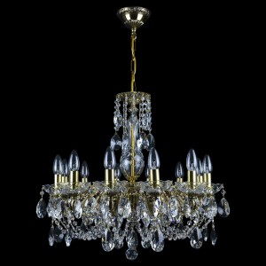 Casa Padrino Lustre en cristal baroque de luxe Or Ø 61 x H. 56 cm - Somptueuse Lustre en laiton avec cristal de Bohême - Meubles baroques - Noble & somptueux
