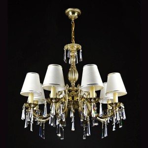 Casa Padrino Lustre en cristal baroque de luxe Or Ø 70 x H. 65 cm - Somptueuse Lustre en laiton avec cristal de Bohême - Meubles baroques - Noble & somptueux