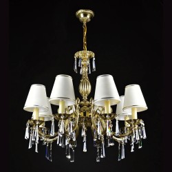 Casa Padrino Lámpara de araña de cristal barroco de lujo Oro Ø 70 x H. 65 cm - Suntuosa Lámpara de araña de latón con cristal de Bohemia - Muebles barrocos - Noble y suntuosa
