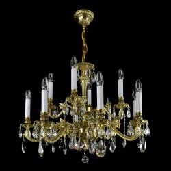 Casa Padrino Luxury Baroque Crystal Chandelier Gold Ø 77 x H. 59 cm - Magnificent Brass Chandelier with Bohemian Crystal Glass - Baroque Furniture - Noble & Magnificent