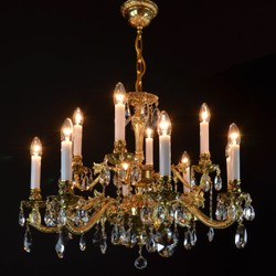 Casa Padrino Luxury Baroque Crystal Chandelier Gold Ø 77 x H. 59 cm - Magnificent Brass Chandelier with Bohemian Crystal Glass - Baroque Furniture - Noble & Magnificent