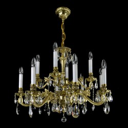Casa Padrino Luxury Baroque Crystal Chandelier Gold Ø 77 x H. 59 cm - Magnificent Brass Chandelier with Bohemian Crystal Glass - Baroque Furniture - Noble & Magnificent