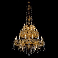 Casa Padrino Luxury Baroque Crystal Chandelier Gold Ø 120 x H. 250 cm - Magnificent Brass Chandelier with Bohemian Crystal Glass - Baroque Furniture - Noble & Magnificent