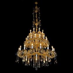 Casa Padrino Luxury Baroque Crystal Chandelier Gold Ø 120 x H. 250 cm - Magnificent Brass Chandelier with Bohemian Crystal Glass - Baroque Furniture - Noble & Magnificent
