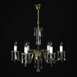 Casa Padrino Luxury Baroque Crystal Chandelier Gold Ø 65 x H. 50 cm - Magnificent Brass Chandelier with Bohemian Crystal Glass - Baroque Furniture - Noble & Magnificent