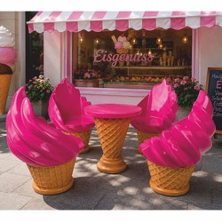 Eisdielenmöbel Set Pink Beige