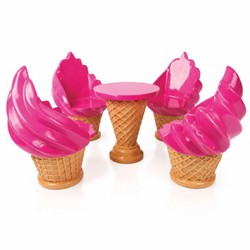 Eisdielenmöbel Set Pink Beige