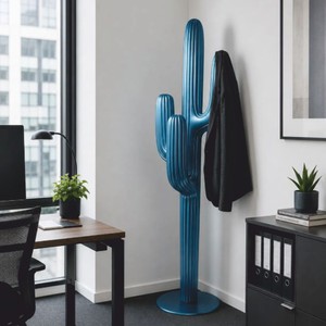 XXL Deko Kaktus Garderobenständer Blau Metallic
