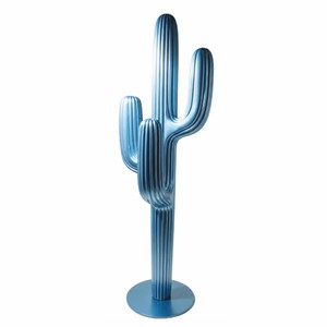 Casa Padrino XXL Deko Kaktus Blau Metallic H. 195 cm - Garderobenständer - Deko Accessoires