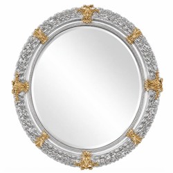 Casa Padrino espejo barroco de lujo plata / oro Ø 103 cm - Magnífica espejo de pared tallado a mano barroco - Calidad de Lujo - Hecho en Italia